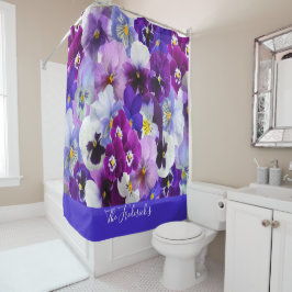 Personalisieren Sie die Lila blauen blauen Floral  Duschvorhang