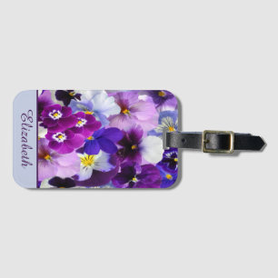 Personalisieren Sie die Lila blauweiße Pansy-Blume Gepäckanhänger