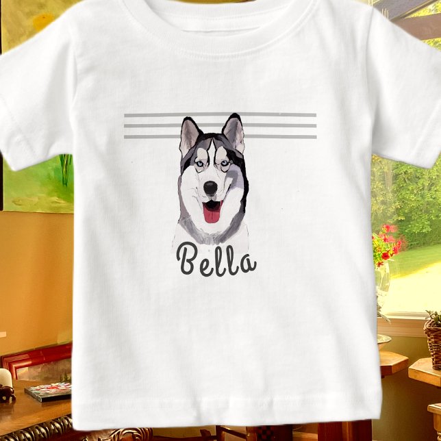 Personalisieren Sie die Nachricht Siberian Husky B Baby T-shirt (Von Creator hochgeladen)