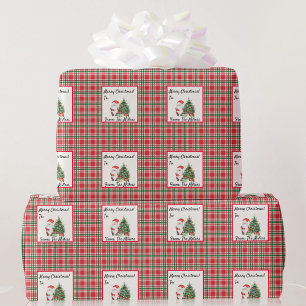Personalisieren Sie die Namen Weihnachtsrot & Geen Geschenkpapier