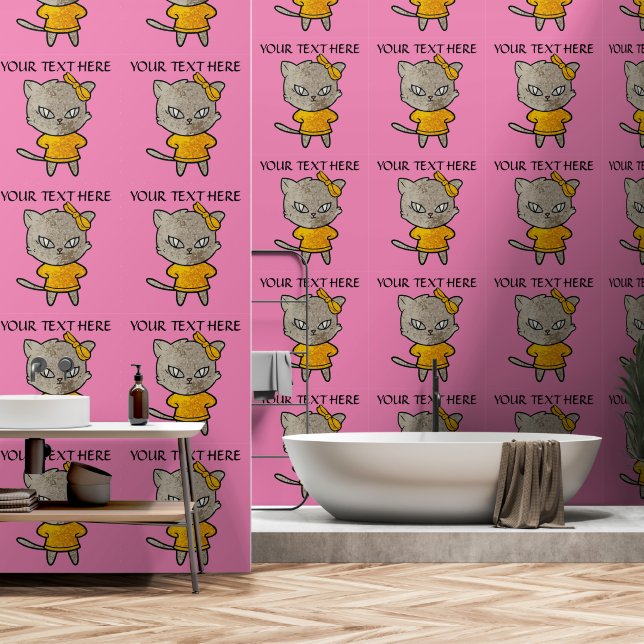 Personalisieren Sie die Naughty Kitty Cat Attitude Tapete (Badezimmer)