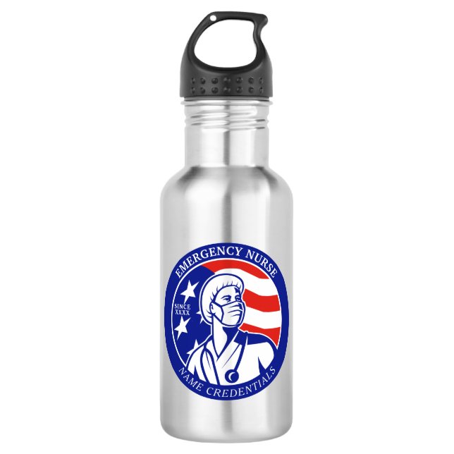 Personalisieren Sie die Patriotic USA Flag RN Regi Edelstahlflasche (Vorderseite)