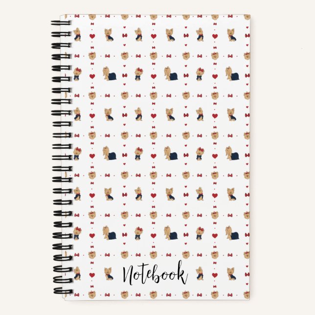 Personalisieren Sie die süßen Yorkies Bows Custom  Notizbuch (Vorderseite)