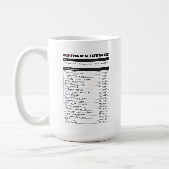 Personalisieren Sie die Tagesrechnung der Mutter m Kaffeetasse (Links)