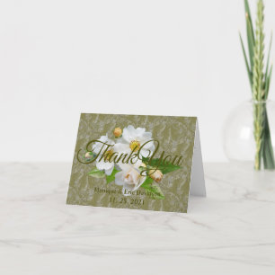 Personalisieren Sie die White Roses Green Foliage Dankeskarte