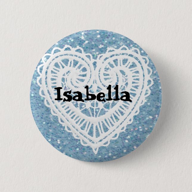 Personalisieren Sie diese hübsche glitterblaue Nam Button (Vorderseite)