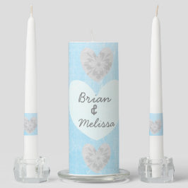 Personalisieren Sie diese Light Blue Wedding Unity Kerzenset