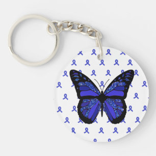 Personalisieren Sie diese ME/CFS Blue Butterfly Ke Schlüsselanhänger