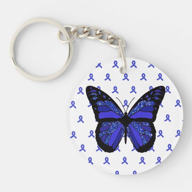Personalisieren Sie diese ME/CFS Blue Butterfly Ke Schlüsselanhänger (Vorderseite)