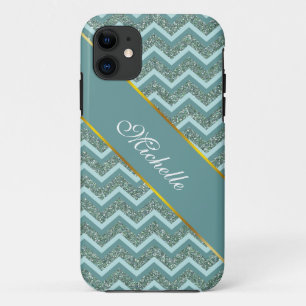 Personalisieren Sie diesen Aquamarinen Glitzer Zig Case-Mate iPhone Hülle