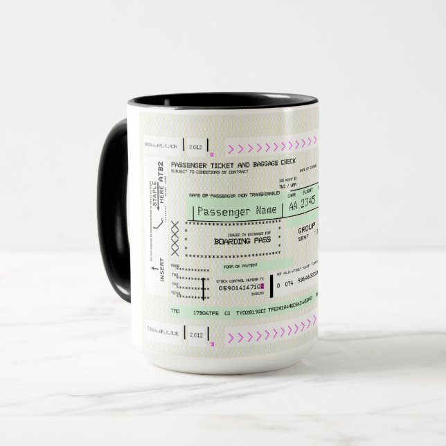 Personalisieren Sie diesen Boarding Pass Coffee Tasse (Vorderseite Links)