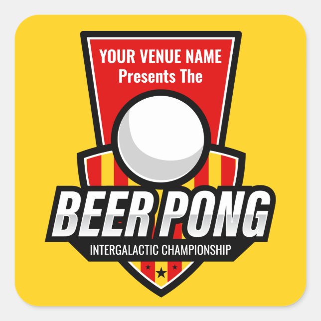 Personalisieren Sie dieses Beer Pong Logo Quadratischer Aufkleber (Vorderseite)