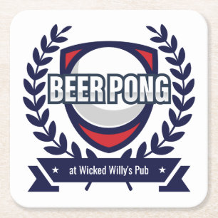 Personalisieren Sie dieses Beer Pong Logo Rechteckiger Pappuntersetzer