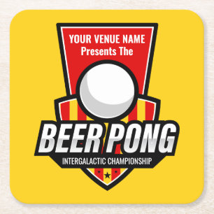Personalisieren Sie dieses Beer Pong Logo Rechteckiger Pappuntersetzer