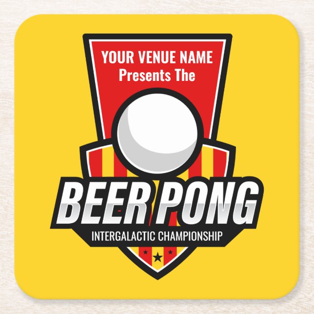 Personalisieren Sie dieses Beer Pong Logo Rechteckiger Pappuntersetzer (Vorderseite)