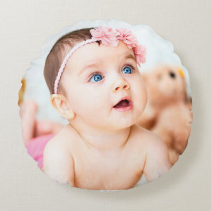 Personalisieren Sie dieses Niedliche pInk Baby Fot Rundes Kissen