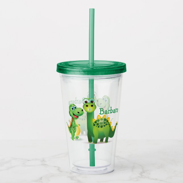 Personalisieren Sie Dino Acrylic Tumbler Acryltrinkbecher (Vorderseite)