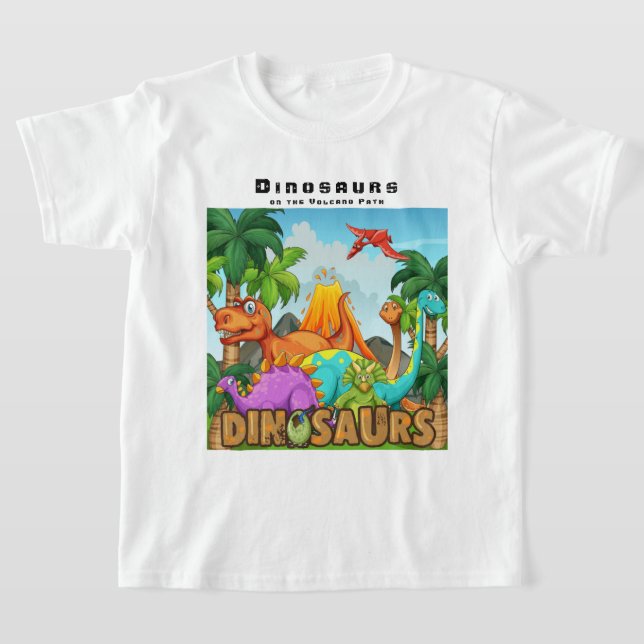 Personalisieren Sie Dinosaurier auf dem Vulkanweg T-Shirt (Ablage )