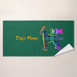 Personalisieren Sie DOG Logo Rainbow Green Kariert Badehandtuch