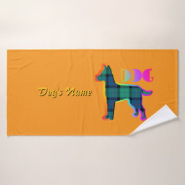 Personalisieren Sie DOG Logo Rainbow Orange Karier Badehandtuch