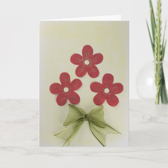 Personalisieren Sie drei rote Blume und den grünen Karte (Vorderseite)