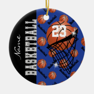 Personalisieren Sie Dunkelblau-Basketball Keramikornament