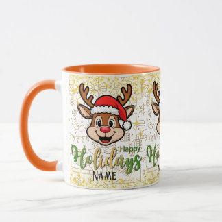 Personalisieren Sie Duo Tone Tasse Deer mit Santa 