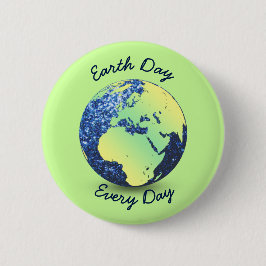 Personalisieren Sie Earth Day Blue Glitzern Globe Button