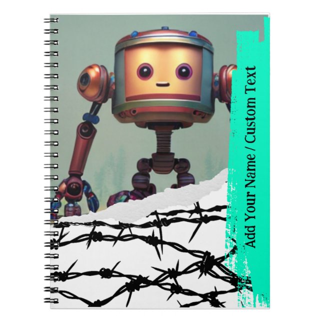 PERSONALISIEREN Sie ein süßes Roboternotizbuch Notizblock (Vorderseite)