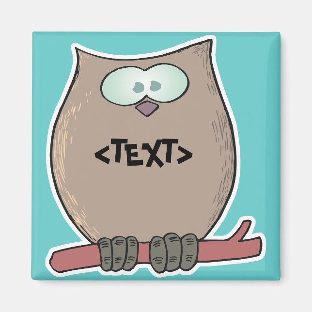 Personalisieren Sie eine Eule, <TEXT> Magnet (Vorne)