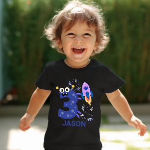 PERSONALISIEREN SIE ES! Süßes Monster #3 Geburtsta Kleinkind T-shirt