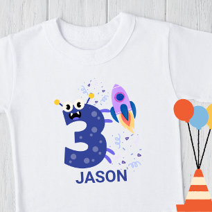 PERSONALISIEREN SIE ES! Süßes Monster #3 Geburtsta Kleinkind T-shirt