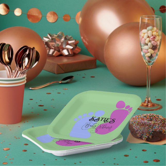 Personalisieren Sie es Unisex Baby Feet Flat Icon Pappteller (Multi)