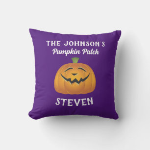 Personalisieren Sie Familienname Pumpkin Patch Hal Kissen