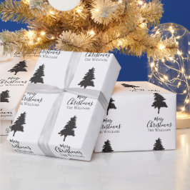 Personalisieren Sie Familiennamen White Black Chri Geschenkpapier
