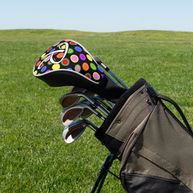Personalisieren Sie farbenfrohe Bonbons Polka Dots Golf Headcover (In SItu)