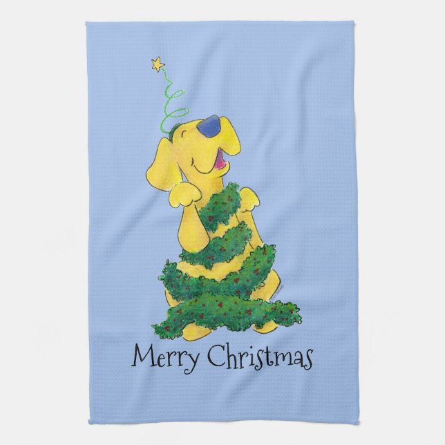 Personalisieren Sie festlichen Labrador Weihnachts Geschirrtuch (Vertikal)
