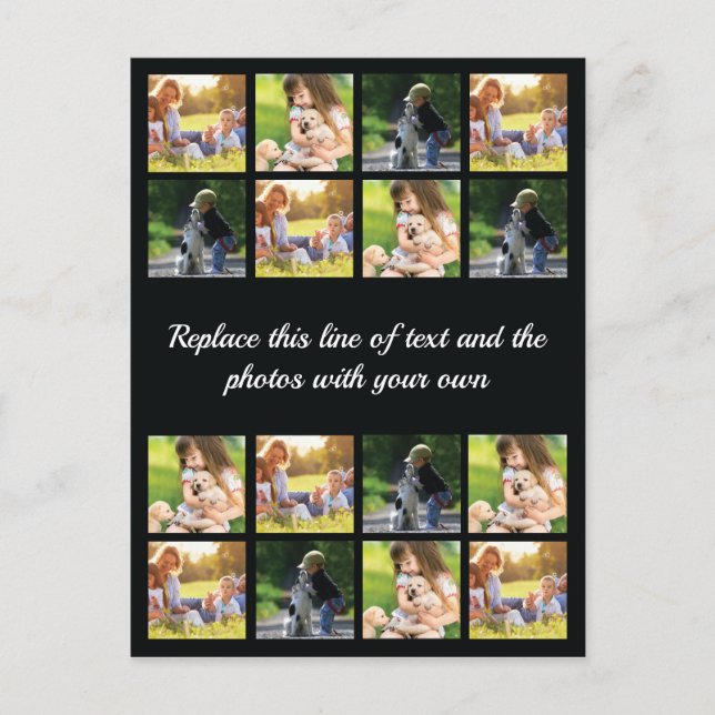 Personalisieren Sie Foto-Collage und Textankündigu Ankündigungspostkarte (Vorderseite)