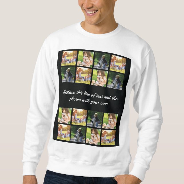 Personalisieren Sie Foto-Collage und Textswehrhemd Sweatshirt (Vorderseite)