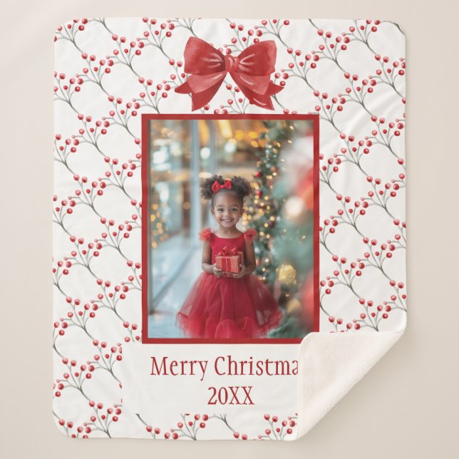 Personalisieren Sie Foto frohe Weihnachten Sherpadecke (Vorderseite)