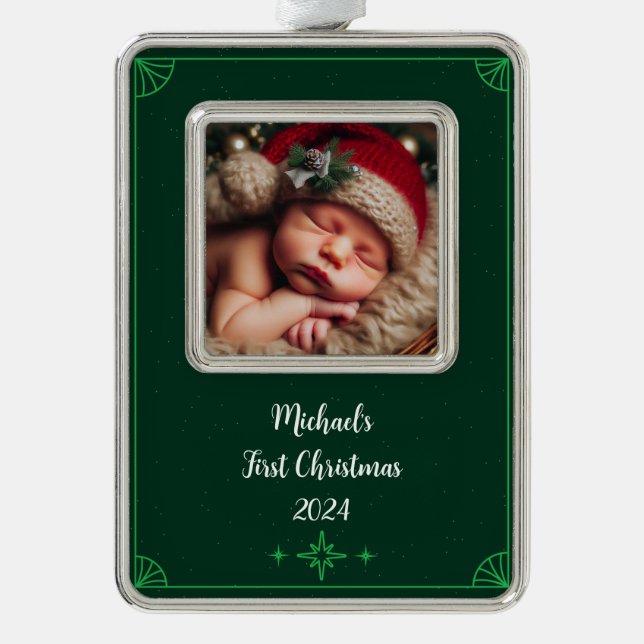 Personalisieren Sie Foto Gerahmt Ornament Rahmen-Ornament Silber (Vorderseite)
