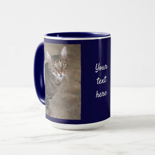 Personalisieren Sie FOTO & TEXT Navy Blue Coffee G Tasse