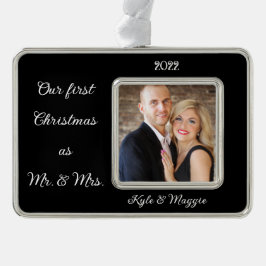 Personalisieren Sie Foto Unser erstes Weihnachtsku Rahmen-Ornament Silber