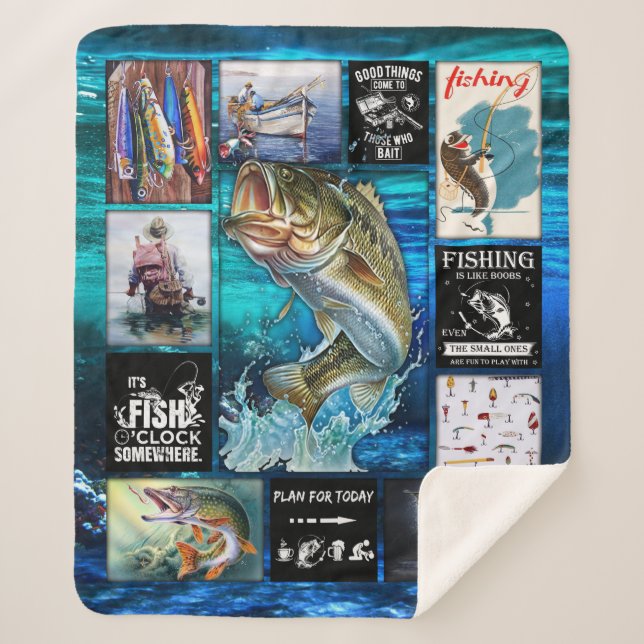 Personalisieren Sie Funny Fisherman's Fishing Love Sherpadecke (Vorderseite)