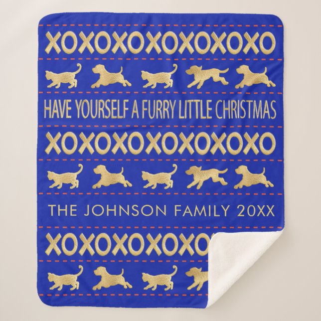 Personalisieren Sie "Furry Little Christmas" Blank Sherpadecke (Vorderseite)