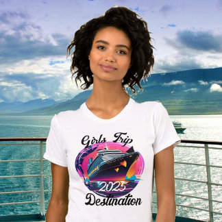 Personalisieren Sie Girls Trip Cruise Year Zielort T-Shirt