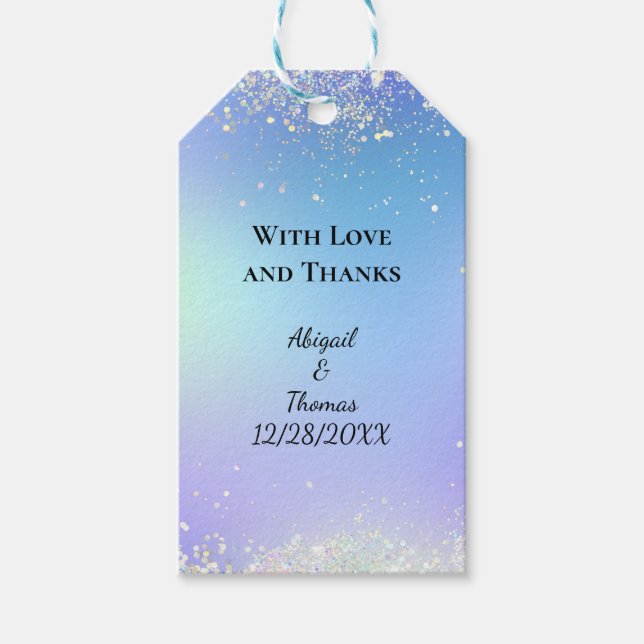 Personalisieren Sie Glitzer Blue Lila Gastgeschenk Geschenkanhänger (Vorderseite)