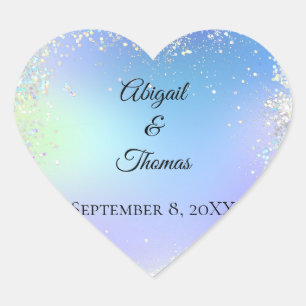 Personalisieren Sie Glitzer Blue Lila Wedding Brid Herz-Aufkleber