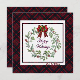 Personalisieren Sie glückliche Feiertage Rot Karie Feiertagskarte