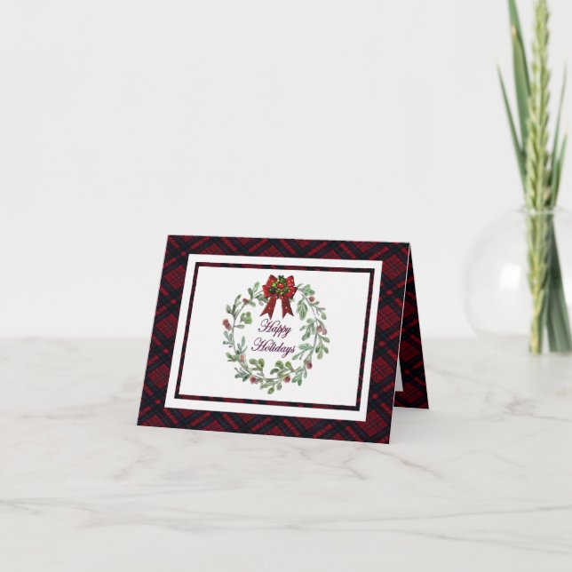Personalisieren Sie glückliche Feiertage Rot Karie Karte (Vorderseite)